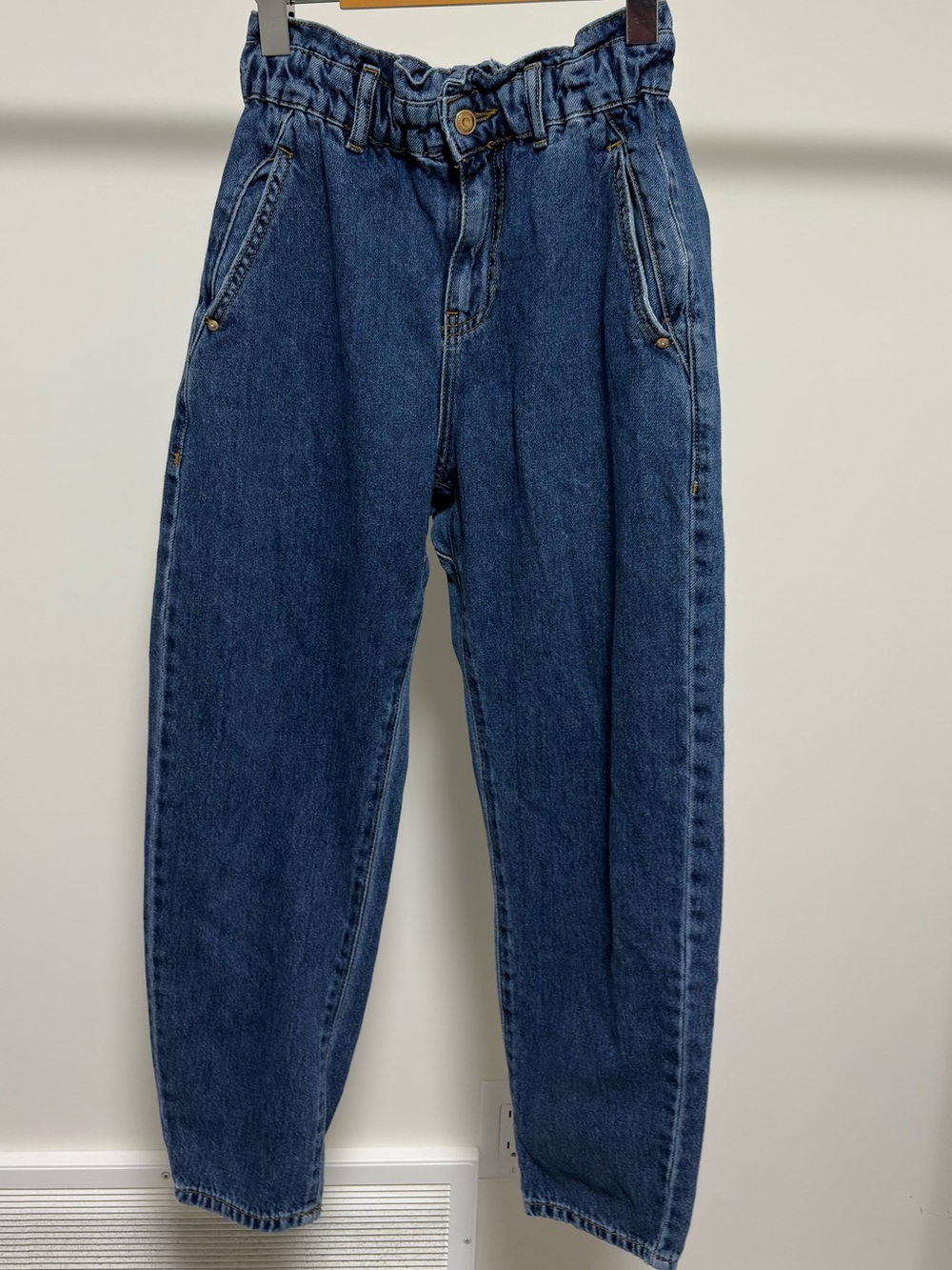 Zara Paperbag Waist High Rise Baggy Jeans